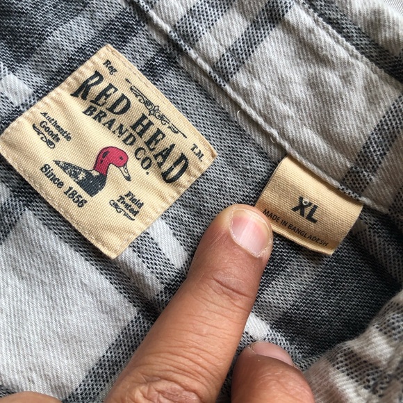 Red Head Brand Co. Grey/White Plaid Checkered Button-Up Shirt Men’s Size XL - Picture 3 of 16